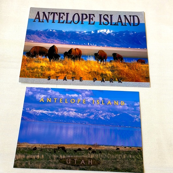Set of 2 post cards unused new travel Utah Antelope Island state park - Picture 1 of 8